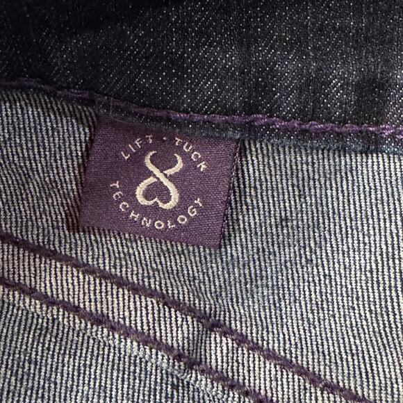 NYDJ SZ 8 Bootcut Jeans Stretch Mid-Rise Embroidered Rhinestones Zip Lift-Tuck - Picture 10 of 14